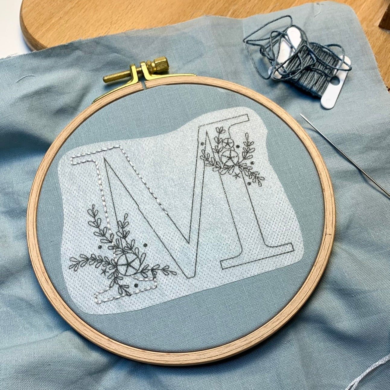 Floral Monogram Embroidery Pattern (ABC & Numbers)